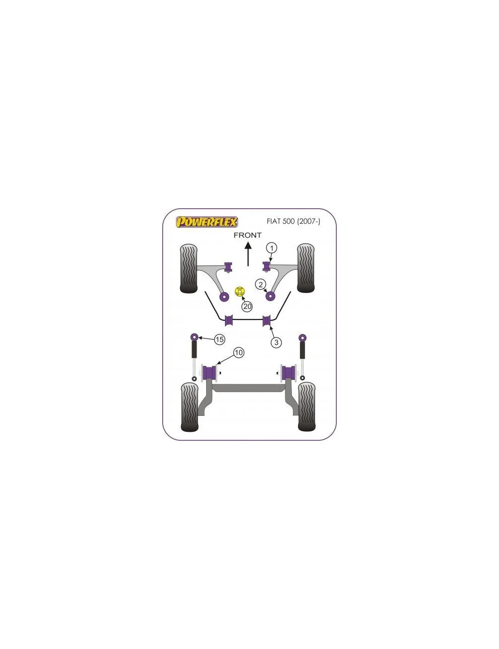 POWERFLEX BOCCOLA RETRO BRACCIO ANTERIORE FIAT 500 ABARTH
