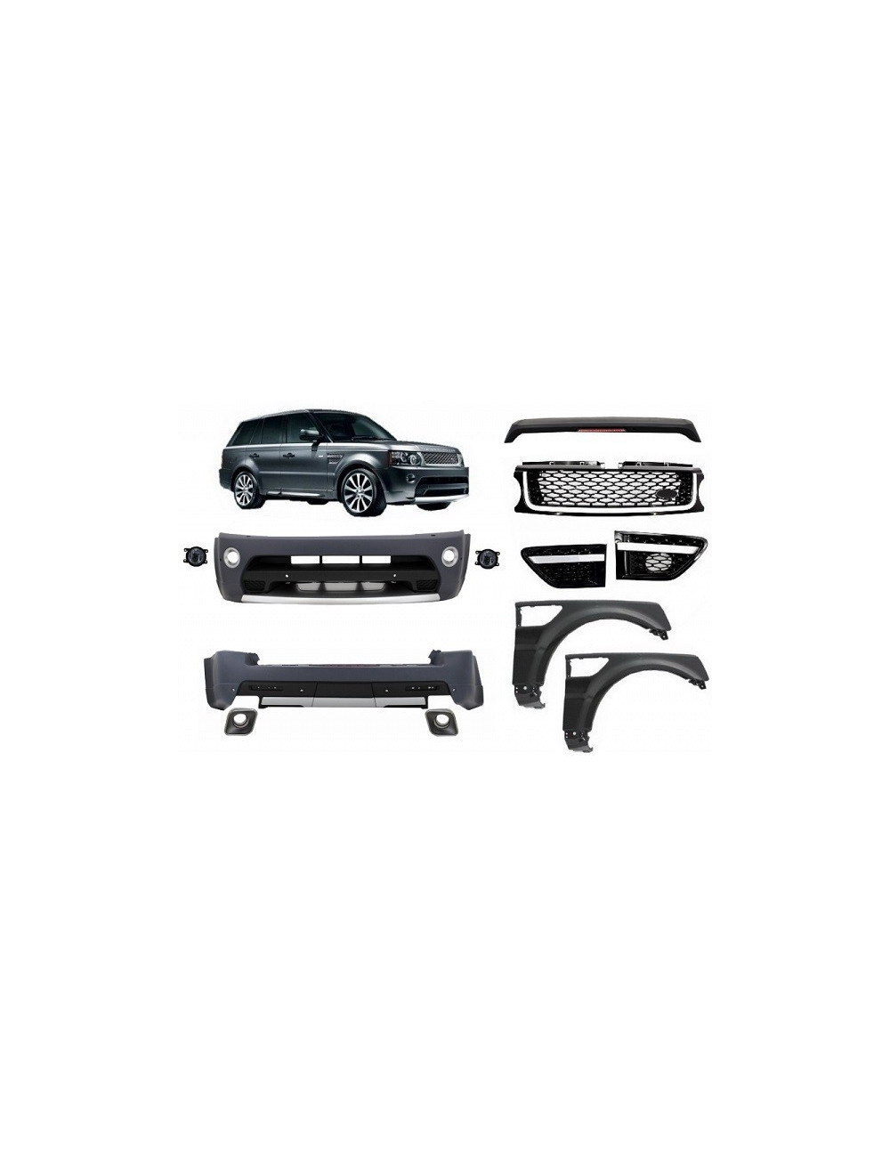 KIT ESTETICO COMPLETO IN ABS RANGE ROVER SPORT 2009 L320 look Autobiography