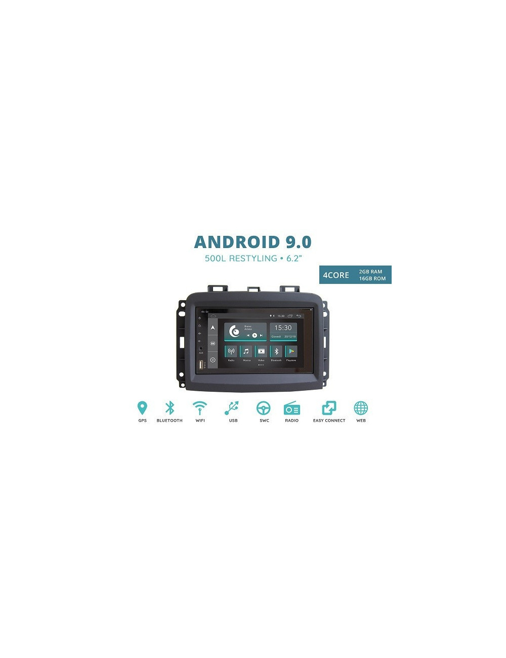 CUSTOM FIT JF-227A-XDAB-FL AUTORADIO FIAT 500L ANDROID QUADCORE