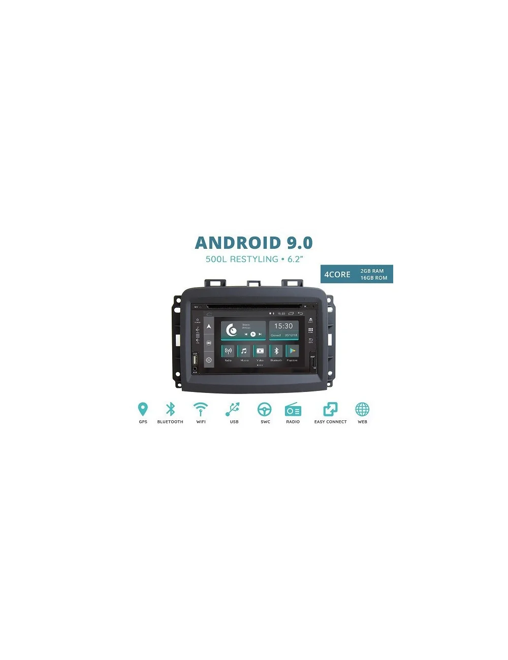 CUSTOM FIT JF-222A-XDAB-FL AUTORADIO FIAT 500L ANDROID QUADCORE