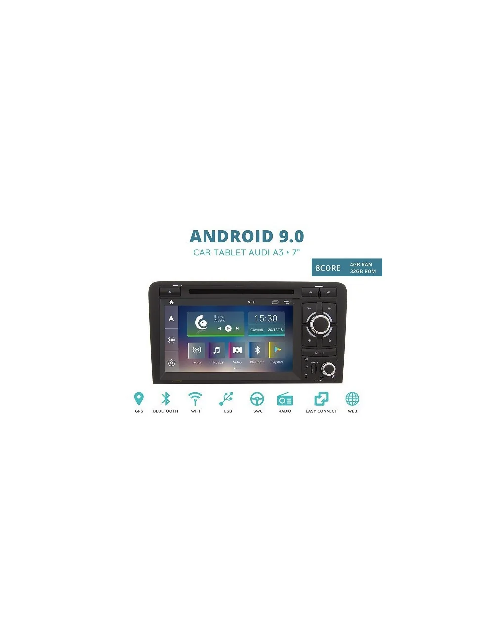 CUSTOM FITJF-037A3O-XDAB AUTORADIO SPECIFICA AUDI A3 8P DAL 2003 OCTACORE