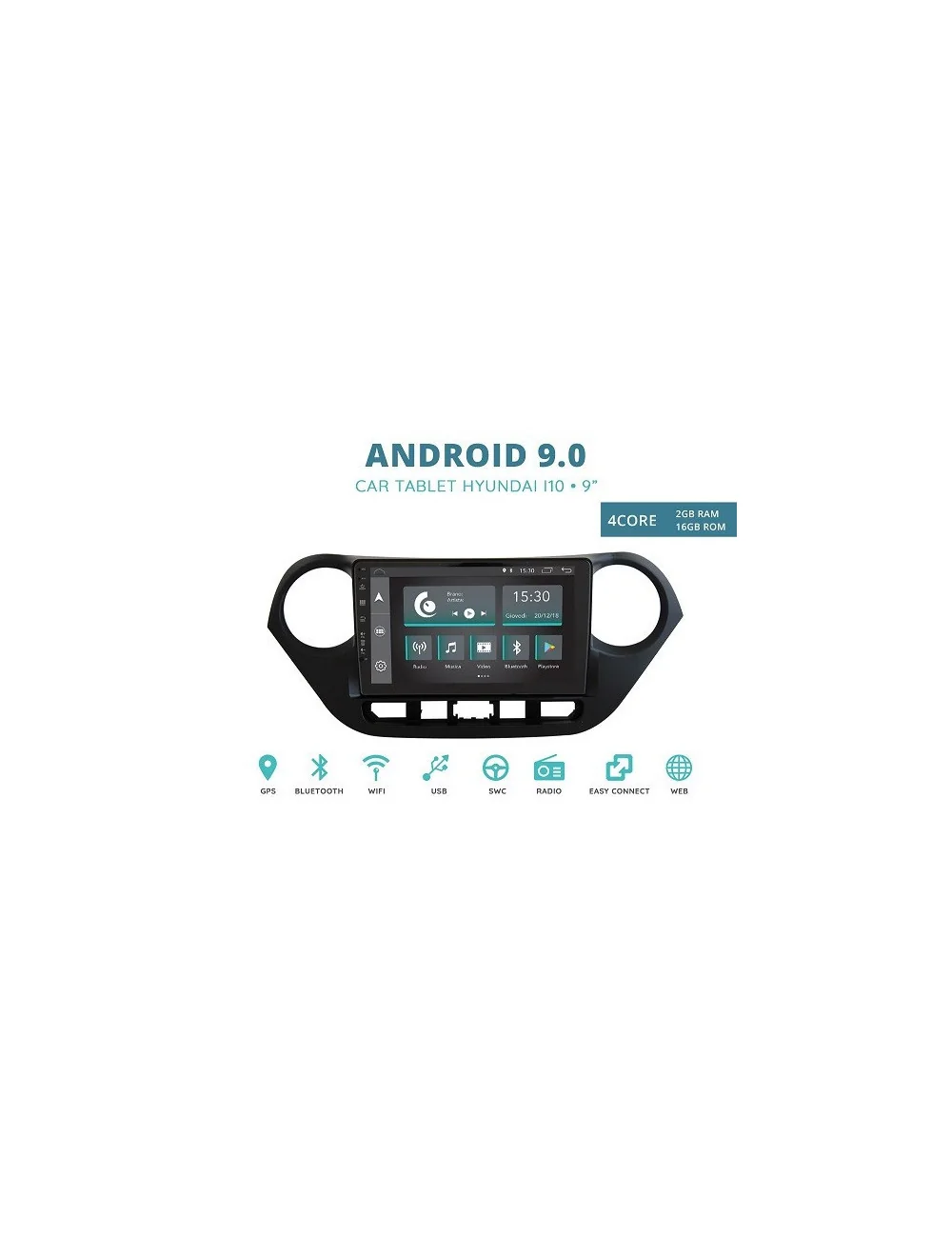 CUSTOM FIT JF-037H1A-XDAB AUTORADIO HYUNDAI I10 DAL 2014 ANDROID QUADCORE