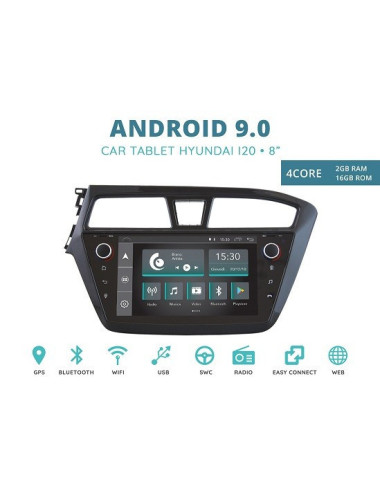 CUSTOM FIT JF-038H2A-XDAB AUTORADIO HYUNDAI I20 DAL 2015 ANDROID QUADCORE