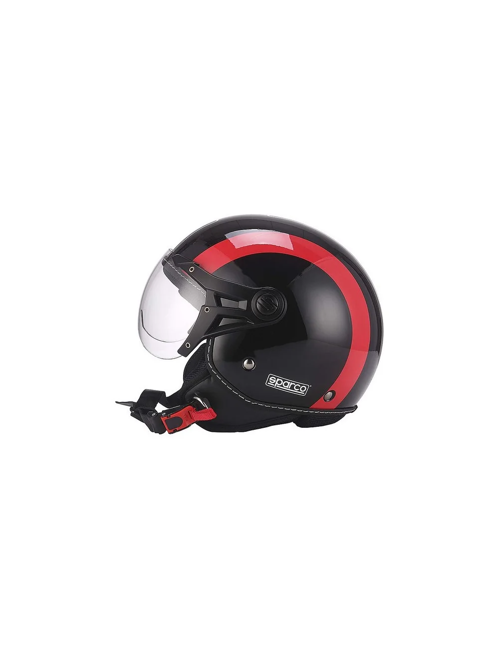 Bhr Casco Moto Demi-Jet Visiera Bombata BHR Sparco SP501 Nero Rosso