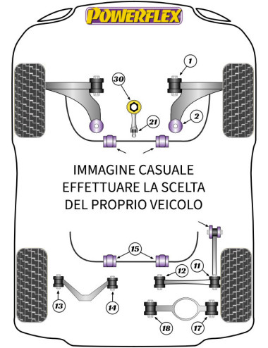 POWERFLEX BOCCOLA BARRA STABILIZZATRICE POSTERIORE 18.5MM AUDI / SEAT / SKODA / VOLKSWAGEN