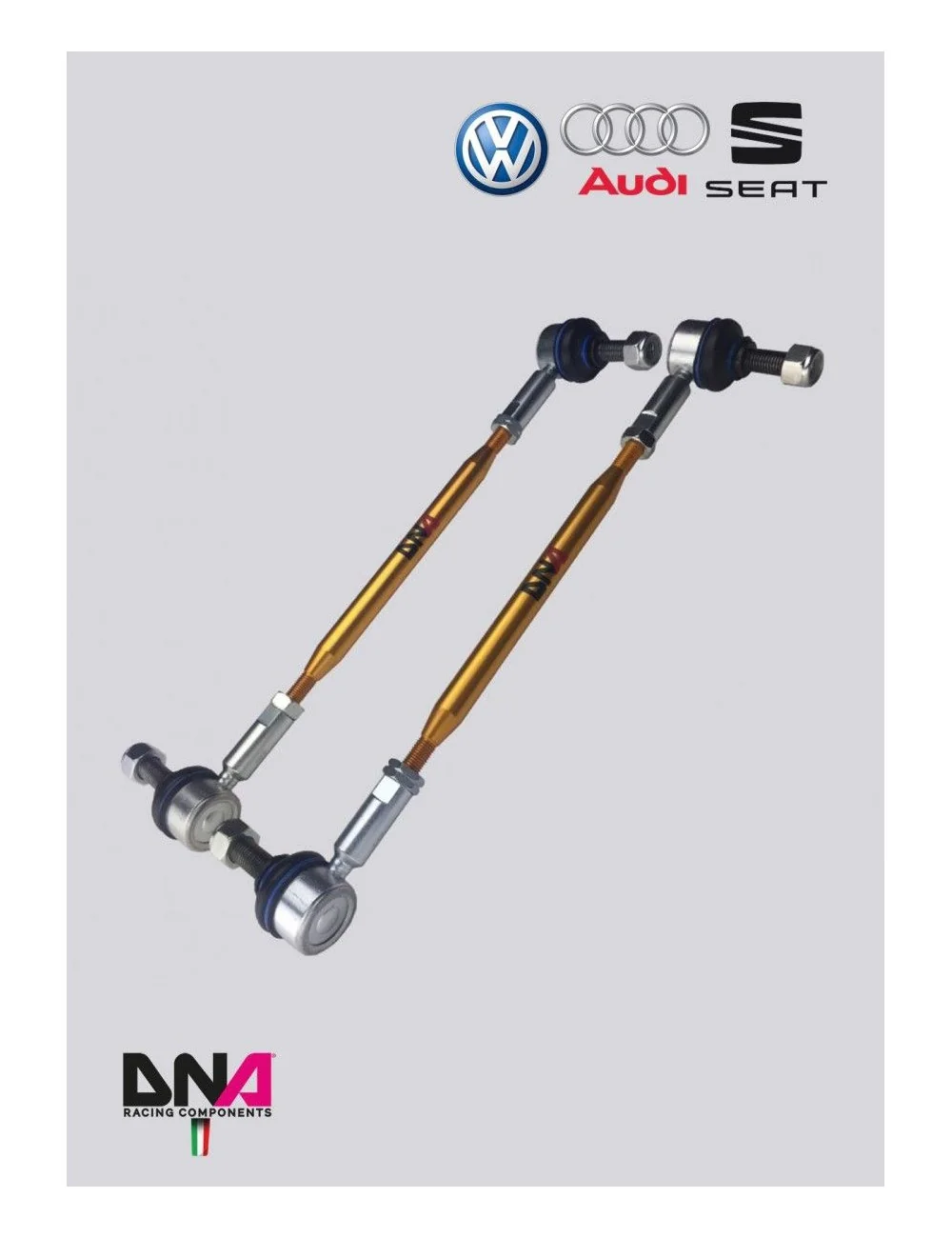 DNA RACING KIT TIRANTI BARRA ANTIROLLIO ANTERIORE "PRO STREET" AUDI A3 / TT - VW GOLF 5 / 6 / 7 / BEETLE / SCIROCCO - SEAT LEON