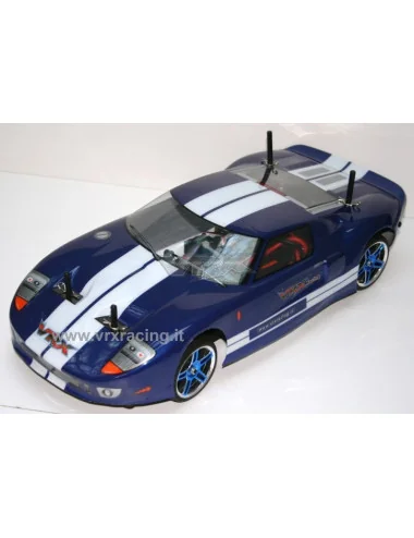 X-RANGER GT motore elettrico brushless ruote cromate, carrozzeria FORD GT + kit luci, Radio 2.4gHz Lipo 7,4V 1/10 RTR 4WD