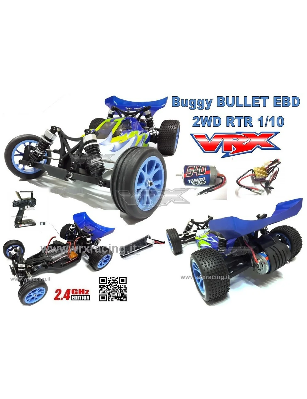 Buggy Bullet EBD 2WD motore elettrico a spazzole 1/10 RTR VRX radio Fly sky 2.4GhZ RH2011