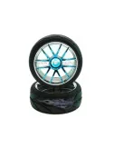 HIMOTO Coppia ruote complete cromo blu 1:10 Himoto esagono interno 12mm