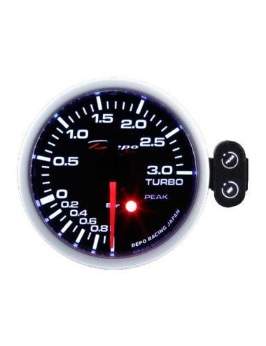 DEPO RACING Manometro Pressione Turbo Elettronico -1+3 bar DEPO Racing con picco e warning