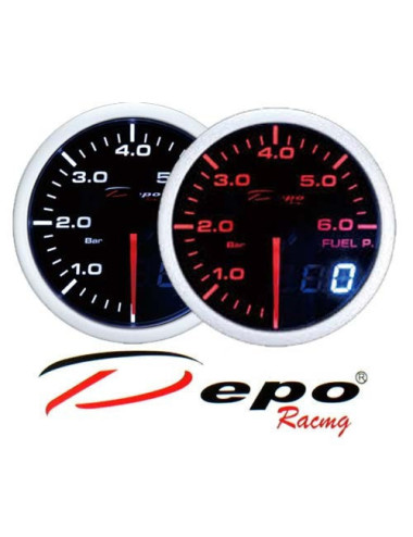 DEPO RACING Manometro Dual View Pressione Benzina 0-6 bar DEPO Racing