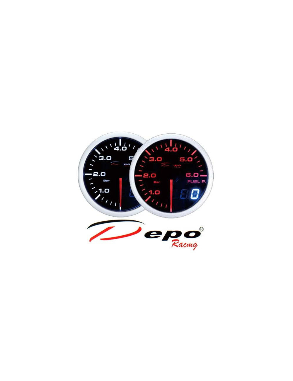 DEPO RACING Manometro Dual View Pressione Benzina 0-6 bar DEPO Racing