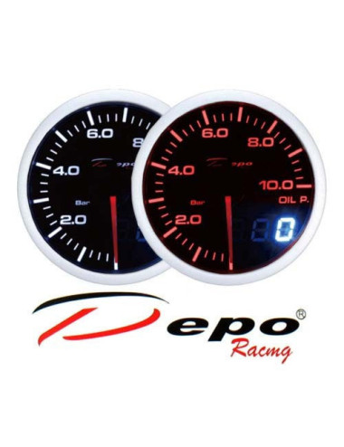 DEPO RACING Manometro Dual View Pressione Olio 0-10 bar DEPO Racing