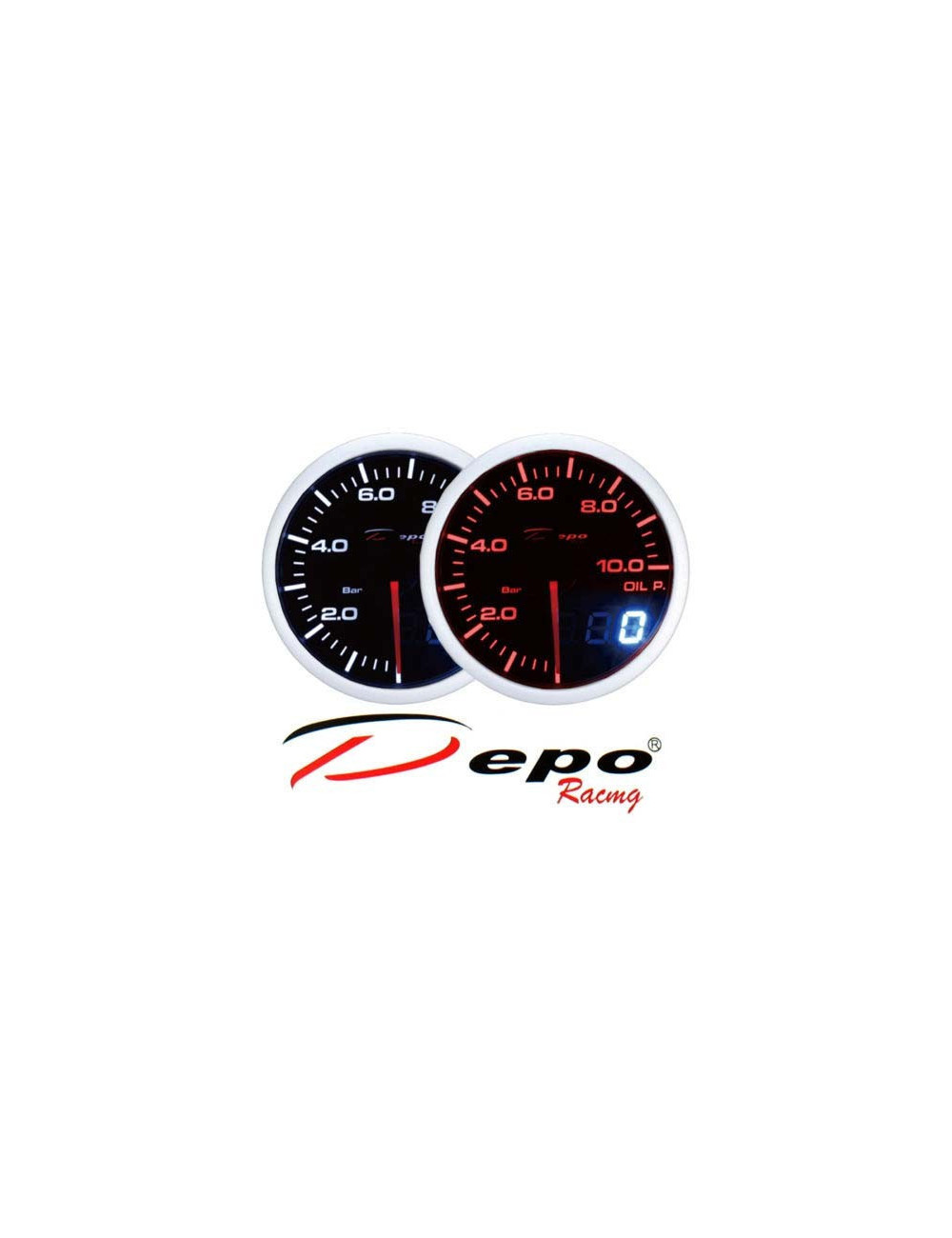 DEPO RACING Manometro Dual View Pressione Olio 0-10 bar DEPO Racing