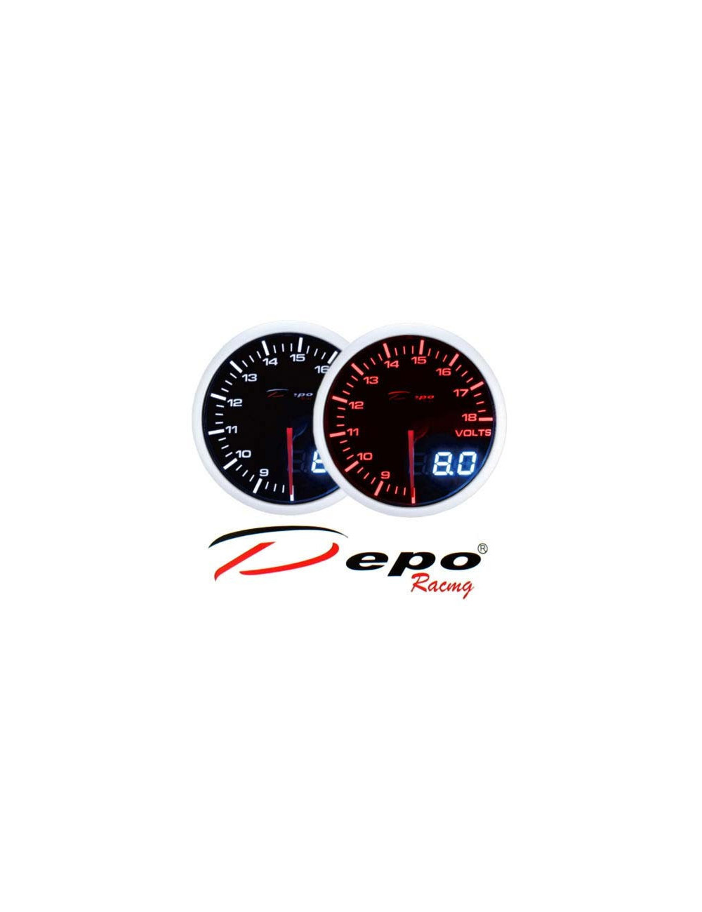 DEPO RACING Manometro Dual View Voltmetro 8-18V DEPO Racing