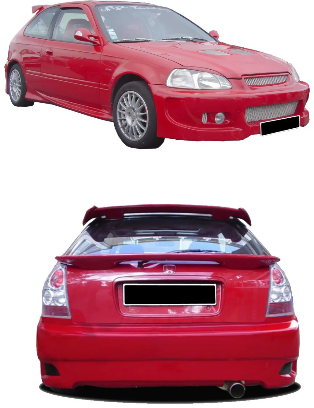 KIT ESTETICO COMPLETO IN VETRORESINA HONDA CIVIC 3P DAL 1998 TWISTER